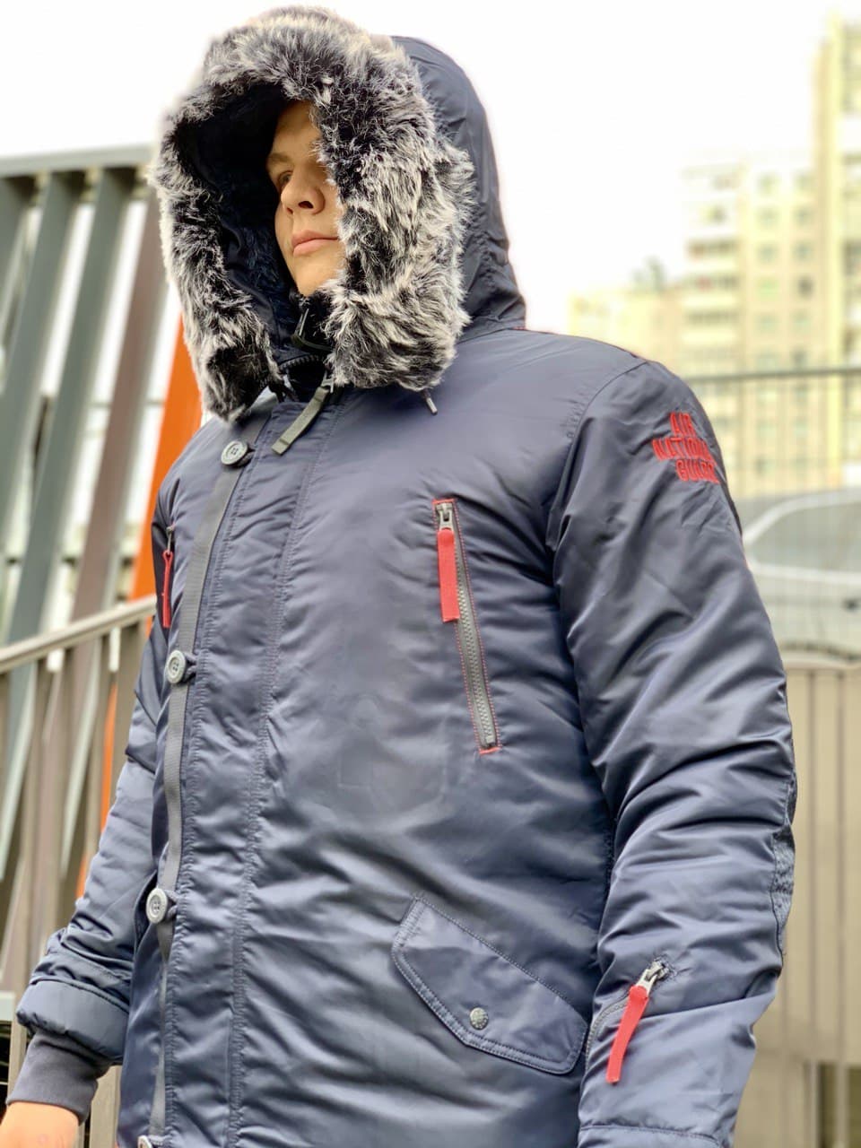 Куртка зимняя мужская Apolloget ARKTIKA Fleece, Night Sky/Red