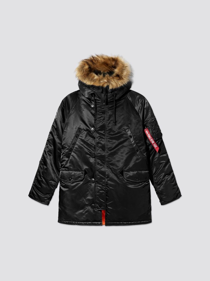 Куртка зимняя Аляска Alpha Industries N-3B Slim Fit Parka Black/Orange