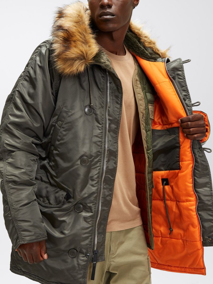 Куртка зимняя Аляска Alpha Industries N-3B Slim Fit Parka Rep Grey/Orange