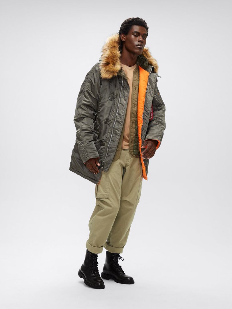 Куртка зимняя Аляска Alpha Industries N-3B Slim Fit Parka Rep Grey/Orange