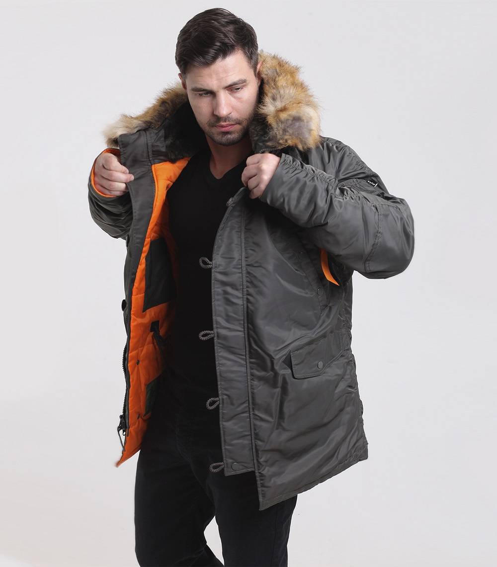 Куртка зимняя мужская Apolloget HUSKY GREY\ORANGE