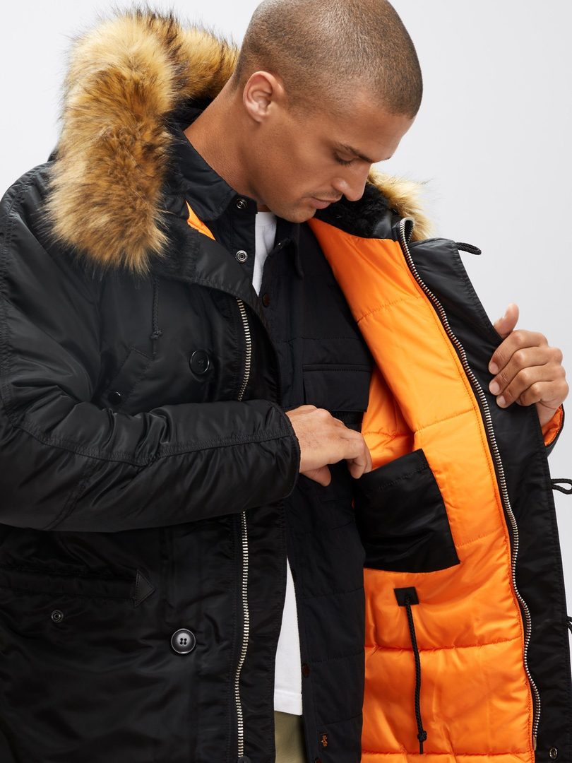 Куртка зимняя Аляска Alpha Industries N-3B Slim Fit Parka Black/Orange