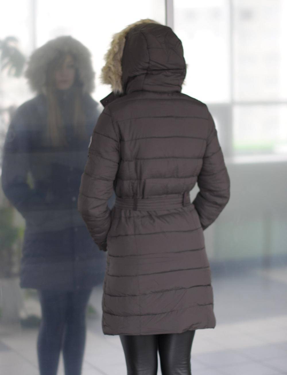 Пальто женское пуховое Abercrombie & Fitch Dark Brown