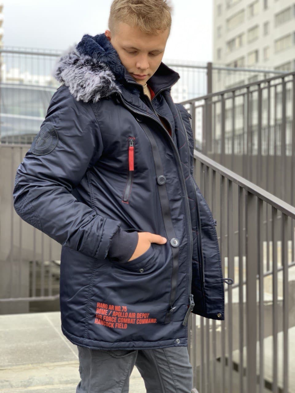 Куртка зимняя мужская Apolloget ARKTIKA Fleece, Night Sky/Red