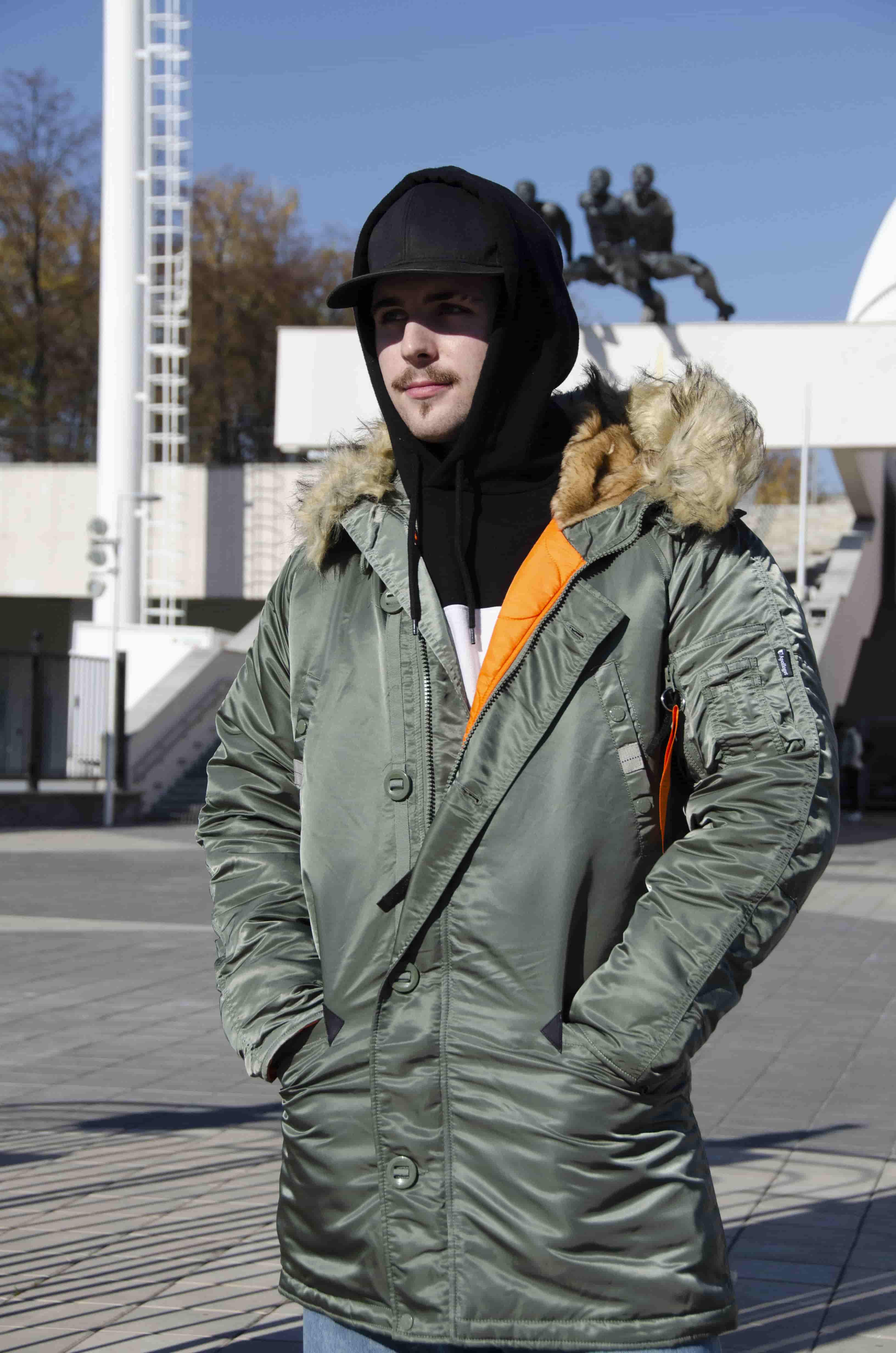 Куртка зимняя мужская Apolloget HUSKY LONG OLIVE/ORANGE