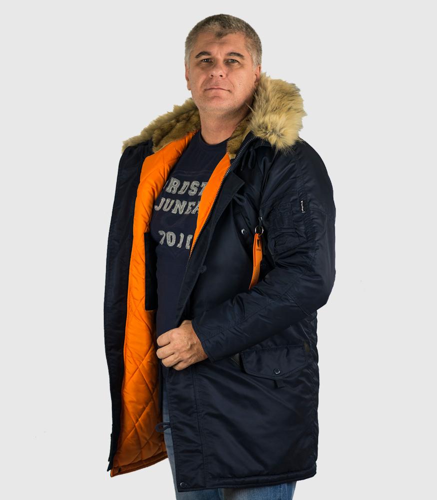 Куртка зимняя мужская Apolloget HUSKY LONG REPLICA BLUE/ORANGE